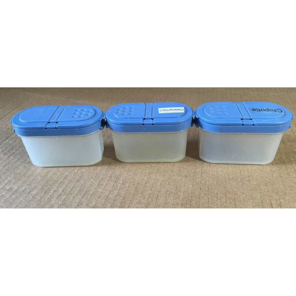 3 Tupperware #1843 Modular Mates Spice Shaker Container Small Blue‎